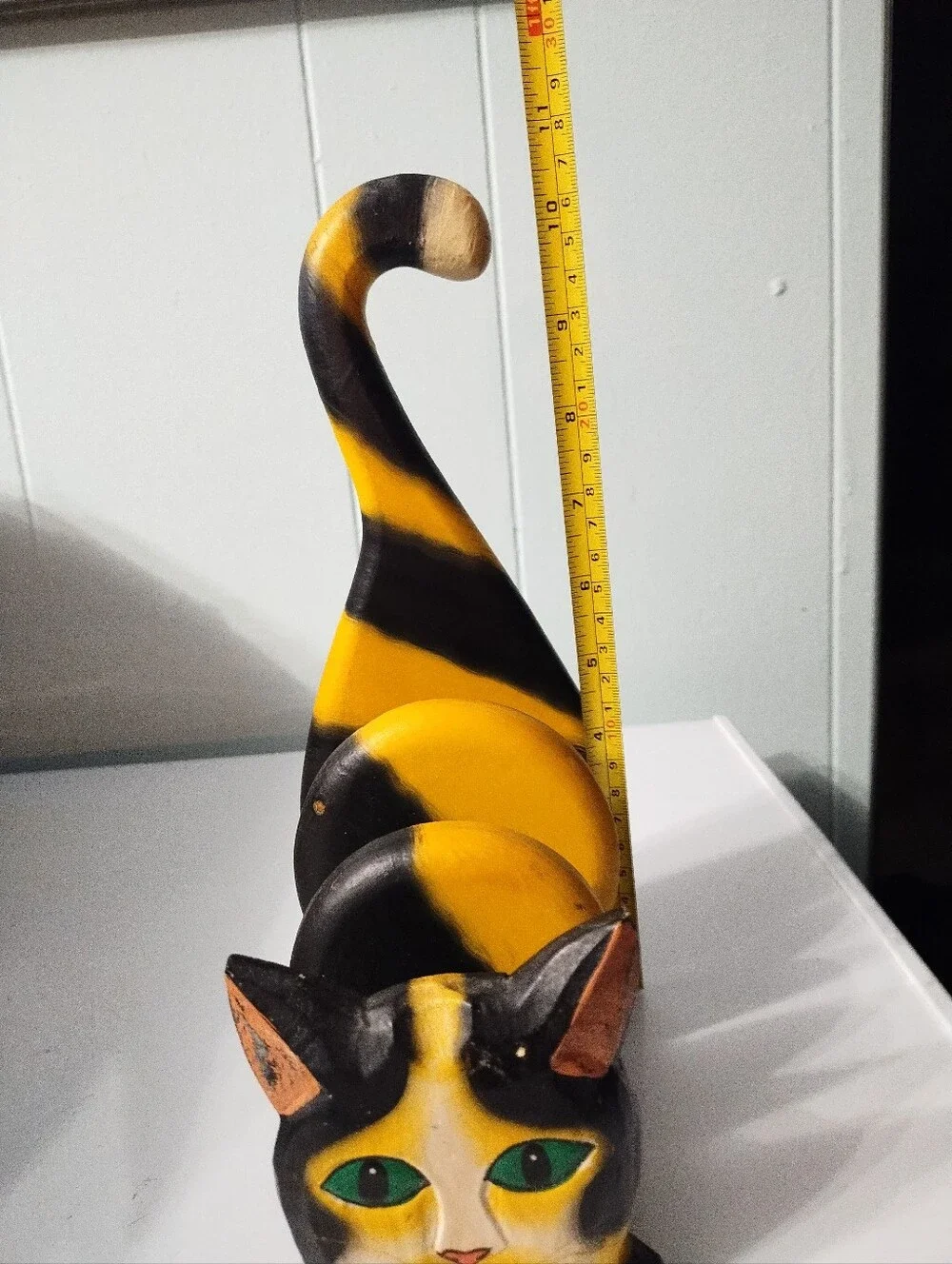 Folk Style Painted Wood Cat Napkin/Letter Holder - Picture 3 of 8